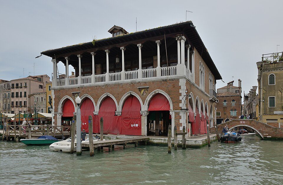 The Pescaria fish market building at Rialto, Venice