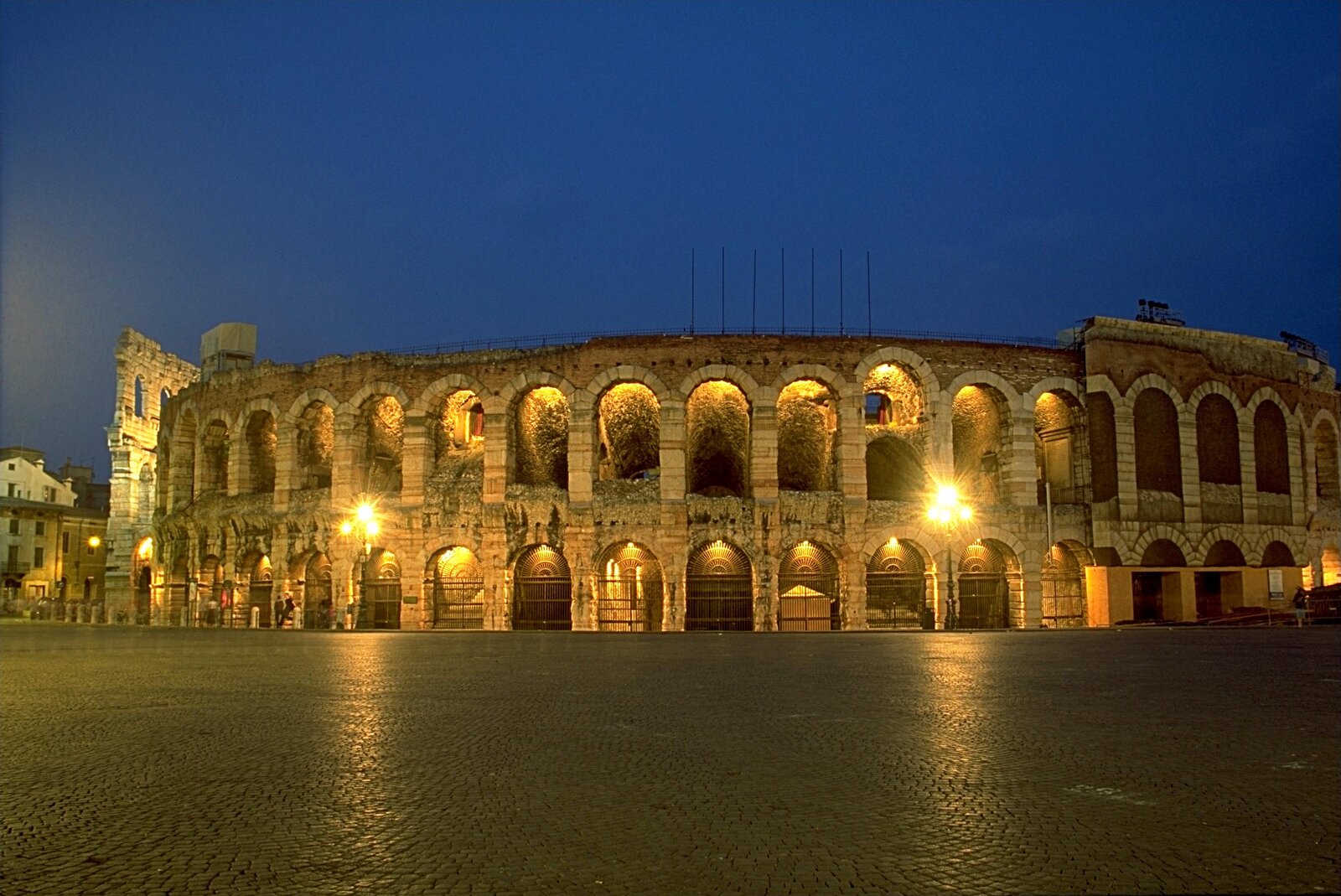 The Arena di Verona illuminated at night
